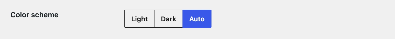 The button group on the options page, with Auto chosen
