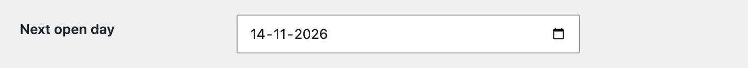 The date field on the options page, with the date picker of the browser