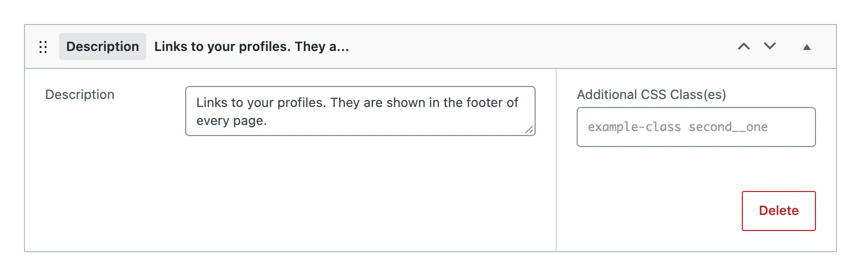 A description field in the editor