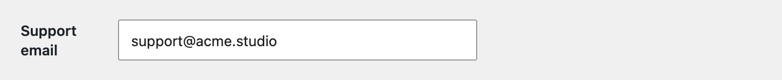 The email field on the options page