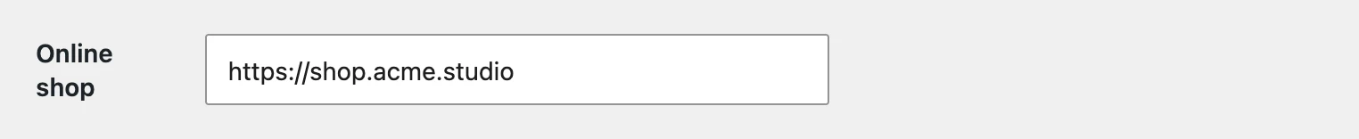 The link field on the options page
